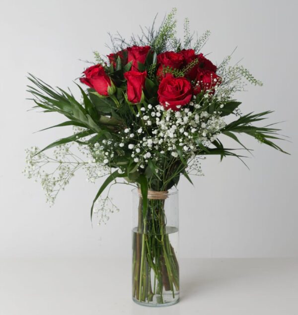 Love: Red Roses & Gypsophila